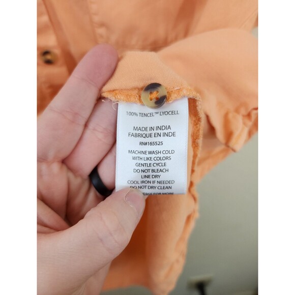 Lola River Anthropologie Women S Small Orange Lyocell Button Up Short Sleeve Top - Picture 8 of 8
